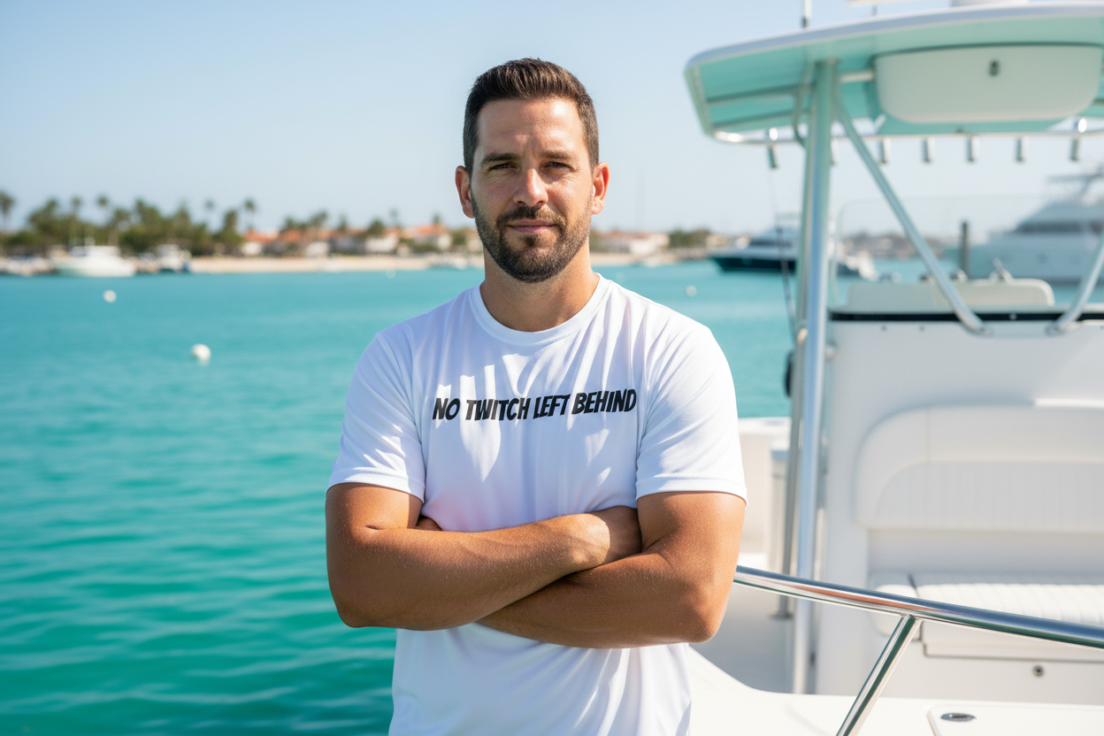 OFF DE HOOK (ODH) Men's Fishing Performance Jersey - White | Moisture-Wicking | "TWITCH TWITCH" Back Print