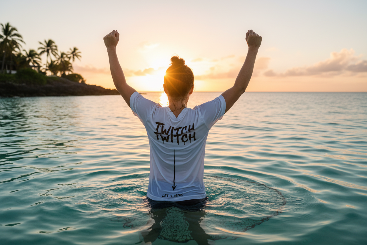 OFF DE HOOK (ODH) Men's Fishing Performance Jersey - White | Moisture-Wicking | "TWITCH TWITCH" Back Print